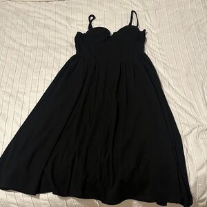 Windsor Pleated Corset-Style Black Dress